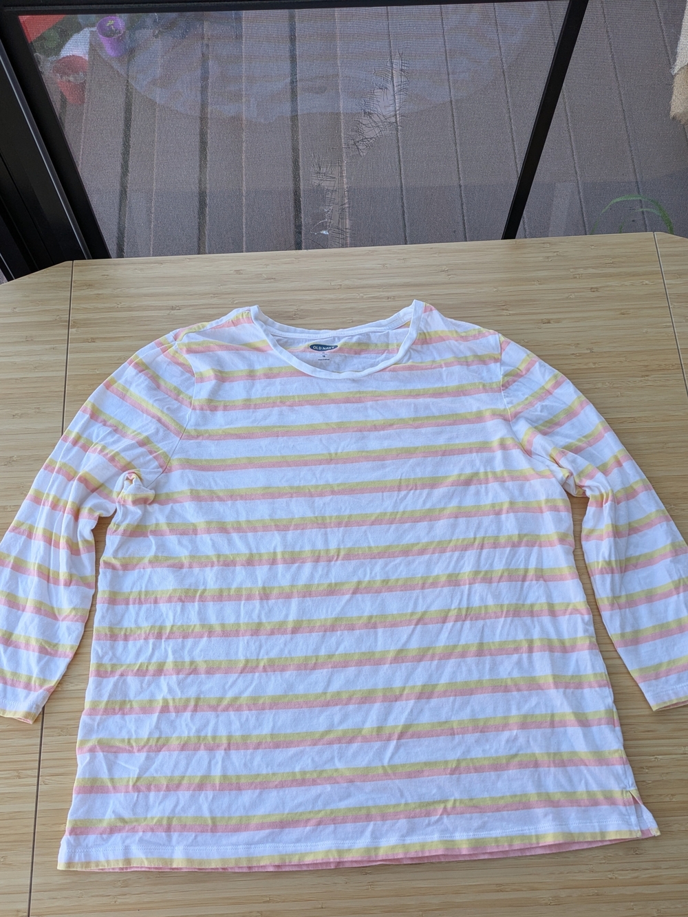 Old Navy Women's Basic Tee - Light Orange & Pink Stripe